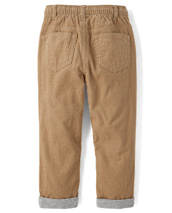 Boys Corduroy Pull On Roll Cuff Pants - Little Essentials