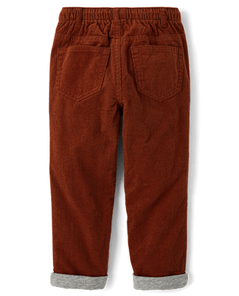 Boys Corduroy Pull On Roll Cuff Pants - Little Essentials