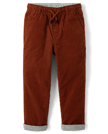 Boys Corduroy Pull On Roll Cuff Pants - Little Essentials