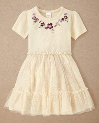 Robe tutu fleurie brodée pour fille - Magical Meadows