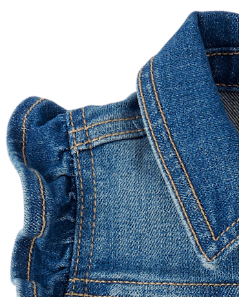 Gilet en jean à volants pour filles - Little Essentials