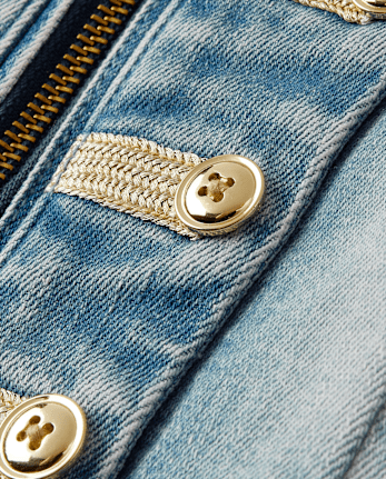 Girls Button Denim Band Jacket - Highland Hills