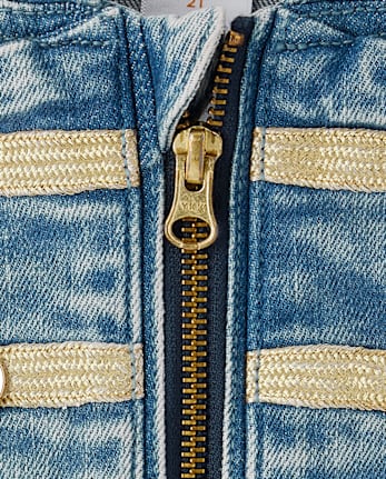 Girls Button Denim Band Jacket - Highland Hills