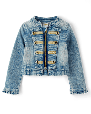 Girls Button Denim Band Jacket - Highland Hills