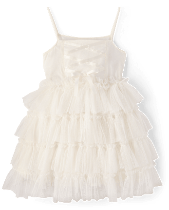 Girls Embroidered Sequin Ruffle Tiered Dress - On Pointe