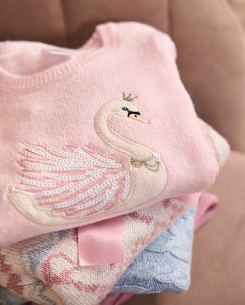 Girls Sequin Swan Sweater - On Pointe