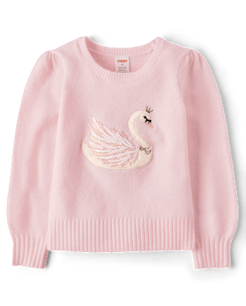 Girls Sequin Swan Sweater - On Pointe