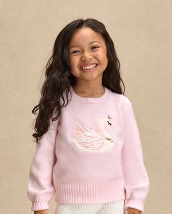 Girls Sequin Swan Sweater - On Pointe