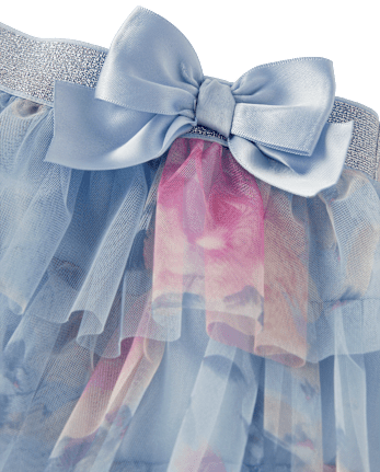 Girls Floral Tiered Mesh Tutu Skirt - On Pointe