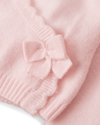 Girls Bow Wrap Front Cardigan - On Pointe