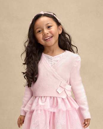 Cardigan cache-cœur à nœud pour fille - On Pointe