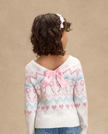 Girls Fairisle Bow Back Sweater - On Pointe