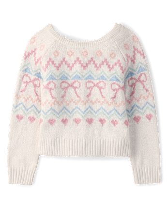 Girls Fairisle Bow Back Sweater - On Pointe