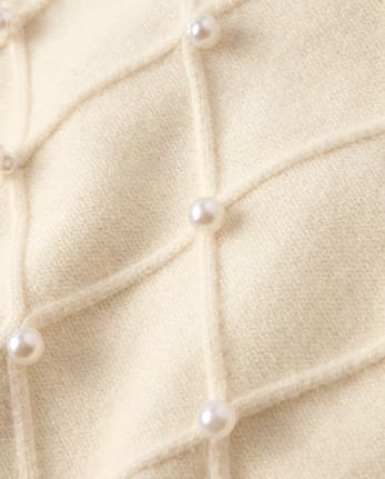 Girls Faux Pearl Sweater - Petit Paris