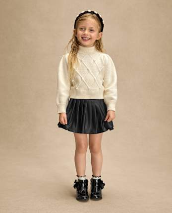 Girls Faux Pearl Sweater - Petit Paris