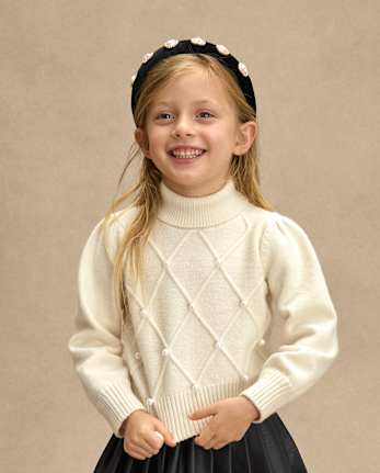 Girls Faux Pearl Sweater - Petit Paris