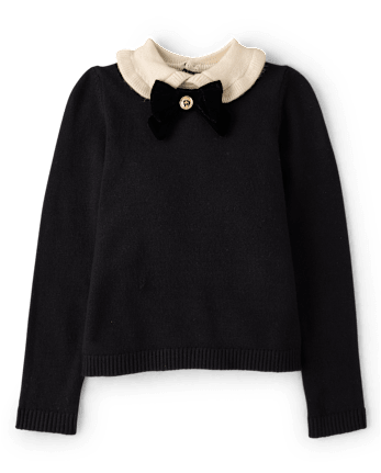 Girls Bow Peter Pan Sweater - Petit Paris