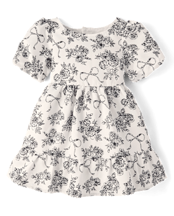 Girls Floral Heart Cut Out Satin Ruffle Dress - Petit Paris