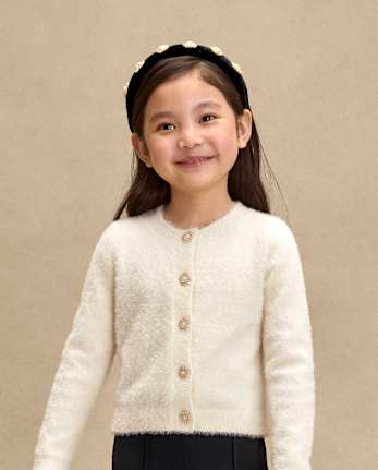Cardigan à cils orné pour fille - Petit Paris