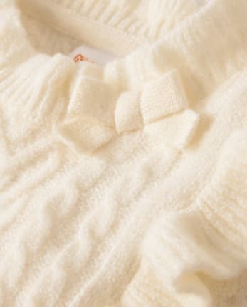 Girls Cable Knit Flutter Sweater - Royal Christmas