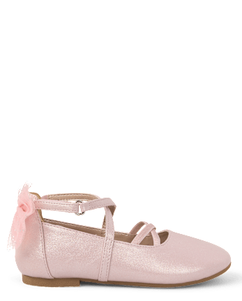 Girls Shimmer Bow Ballet Flats - On Pointe