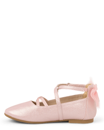 Girls Shimmer Bow Ballet Flats - On Pointe