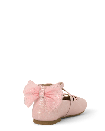Girls Shimmer Bow Ballet Flats - On Pointe