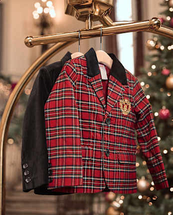 Boys Plaid Blazer - Royal Christmas