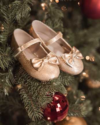 Girls Sequin Bow Ballet Flats - Royal Christmas