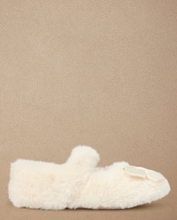 Girls Faux Fur Ballet Flat Slippers - Gymmies