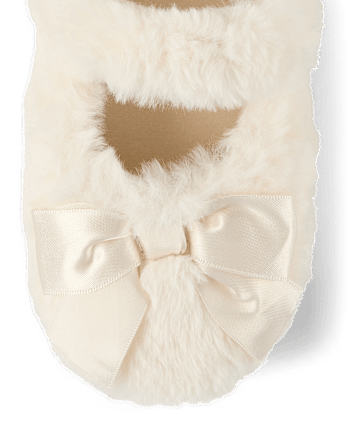 Girls Faux Fur Ballet Flat Slippers - Gymmies