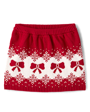 Girls Bow Fairisle Sweater Skirt - Royal Christmas