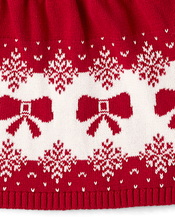 Girls Bow Fairisle Sweater Skirt - Royal Christmas