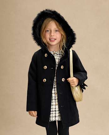 Girls Hooded Coat - Royal Christmas