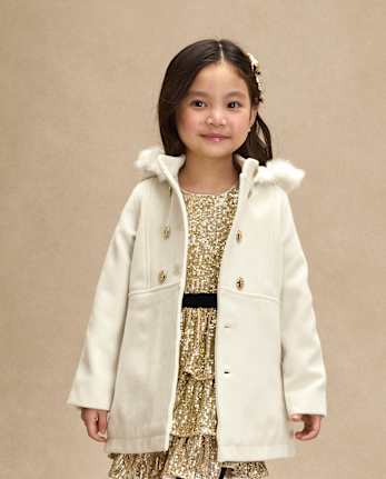Girls Hooded Coat - Royal Christmas