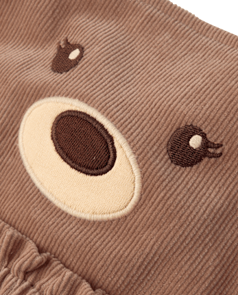 Girls Applique Bear Corduroy Jumper - First Frost