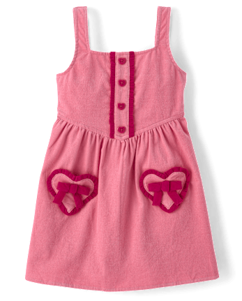 Pull en velours côtelé à volants et cœurs pour fille - Mon Cheri