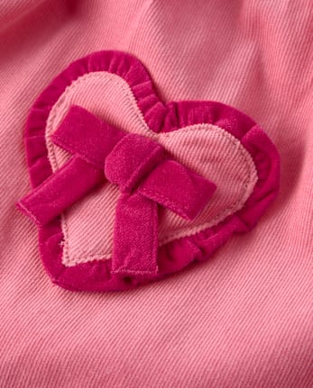 Pull en velours côtelé à volants et cœurs pour fille - Mon Cheri