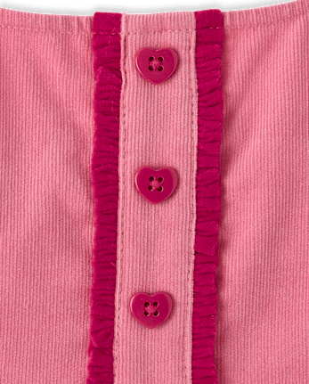 Pull en velours côtelé à volants et cœurs pour fille - Mon Cheri