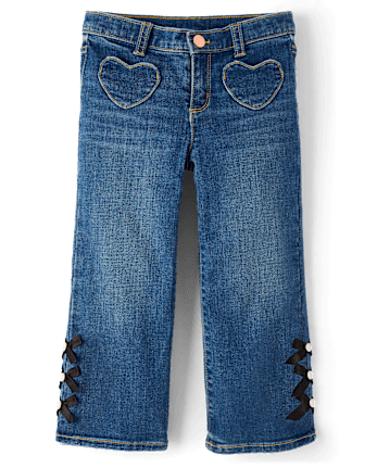 Girls Bow Wide Leg Jeans - Petit Paris