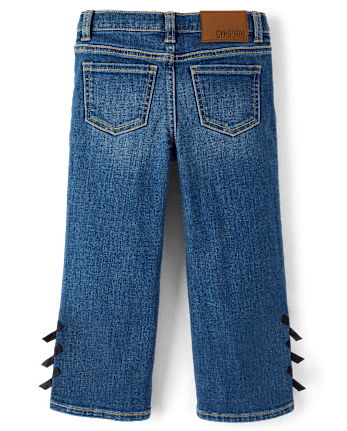 Girls Bow Wide Leg Jeans - Petit Paris