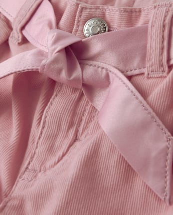 Girls Belted Corduroy Wide Leg Cargo Pants - On Pointe