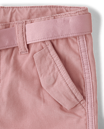 Girls Belted Corduroy Wide Leg Cargo Pants - On Pointe
