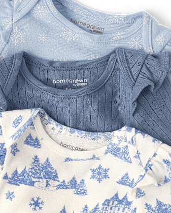 Baby Girls Snowflake Flutter Bodysuit 3-Pack - Homegrown by Gymboree