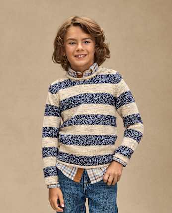 Kids Heathered Striped Sweater - First Frost