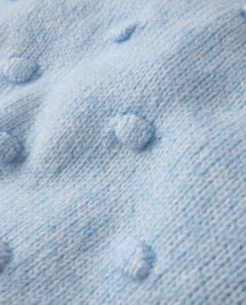 Girls Pointelle Bauble Sweater - First Frost