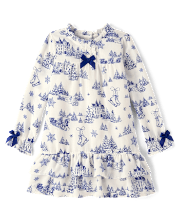 Girls Winter Toile Flannel Nightgown - Gymmies
