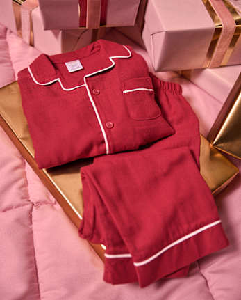 Kids Contrast Flannel Button Front Pajamas - Gymmies