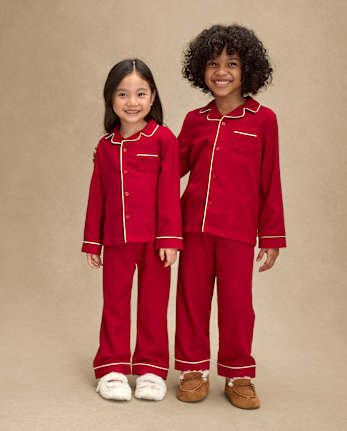 Kids Contrast Flannel Button Front Pajamas - Gymmies