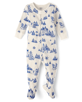 Baby Winter Toile Snug Fit Thermal Footed One Piece Pajamas - Gymmies